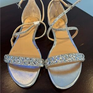 Badgley Mischka Silver Embellished Sandals